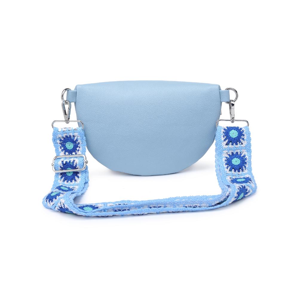 Woman wearing Blue Moda Luxe Stylette Belt Bag 842017134794 View 7 | Blue