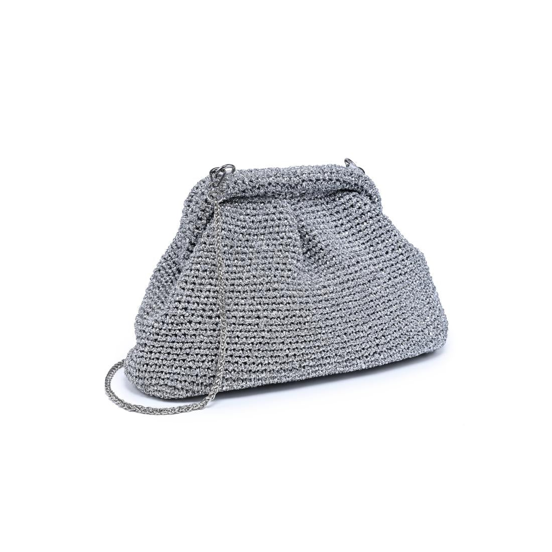 Woman wearing Silver Moda Luxe Amelia Clutch 842017140993 View 6 | Silver