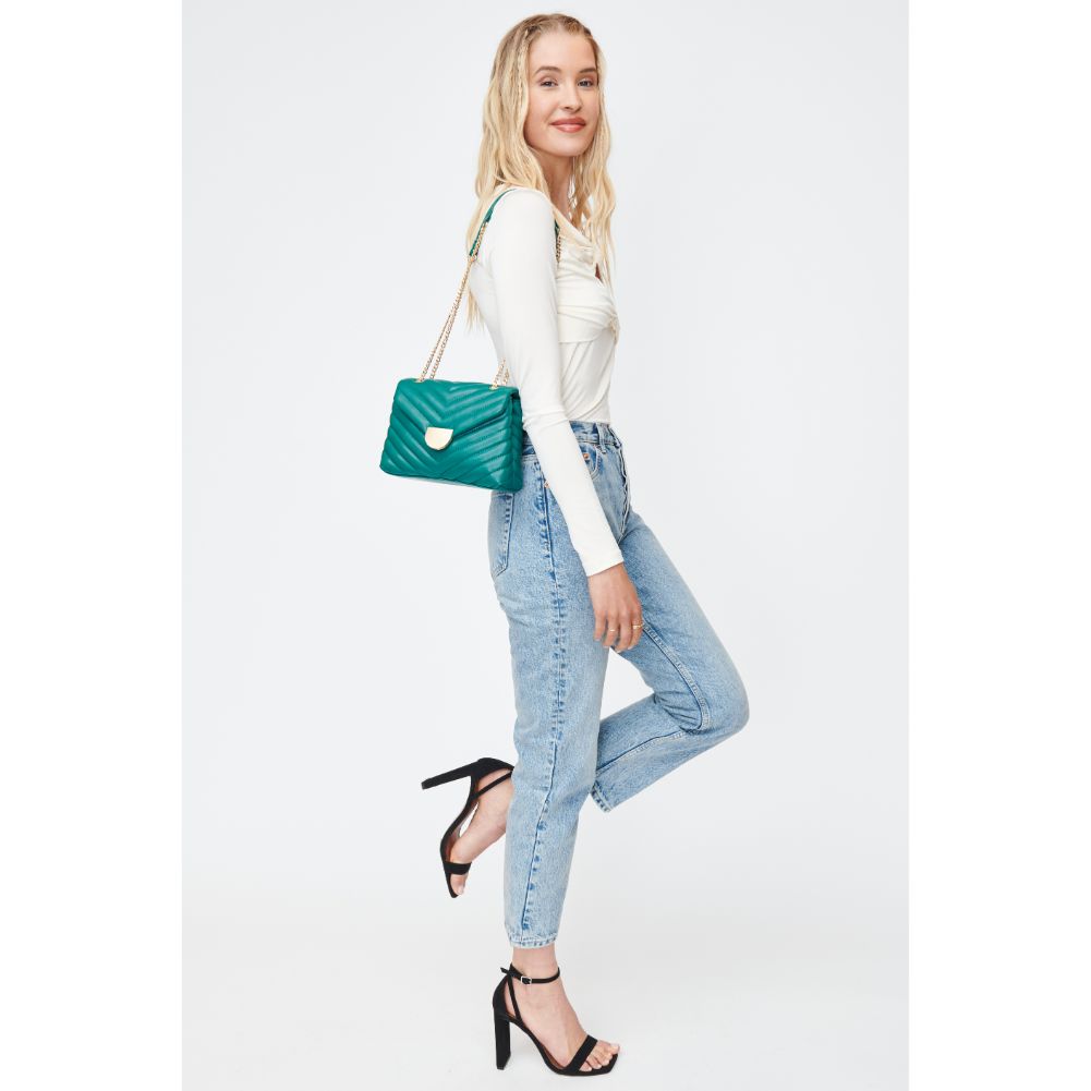 Woman wearing Emerald Sol and Selene Nora Crossbody 842017130482 View 3 | Emerald