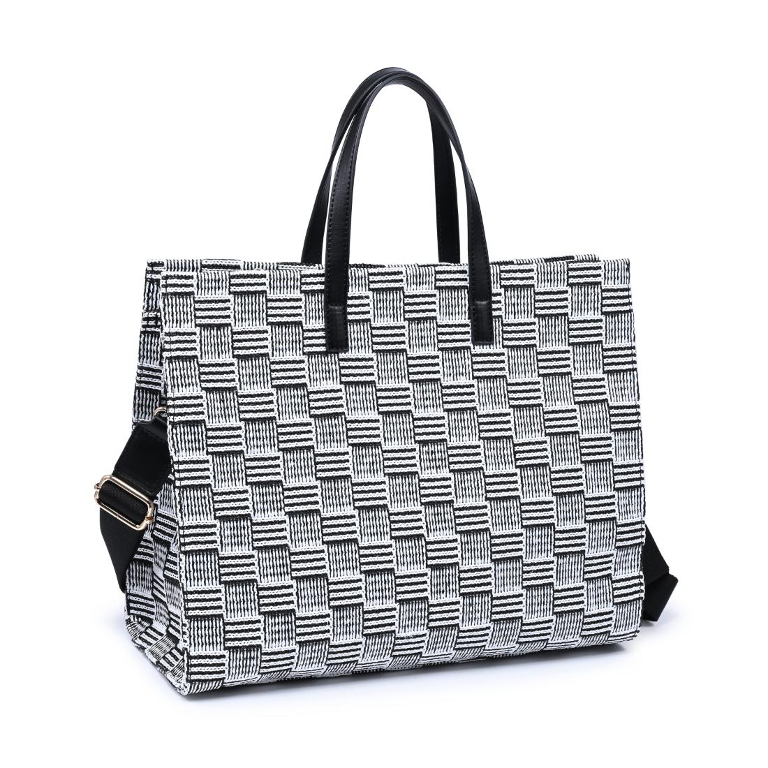 Woman wearing Black White Moda Luxe Camila Tote 842017140320 View 6 | Black White