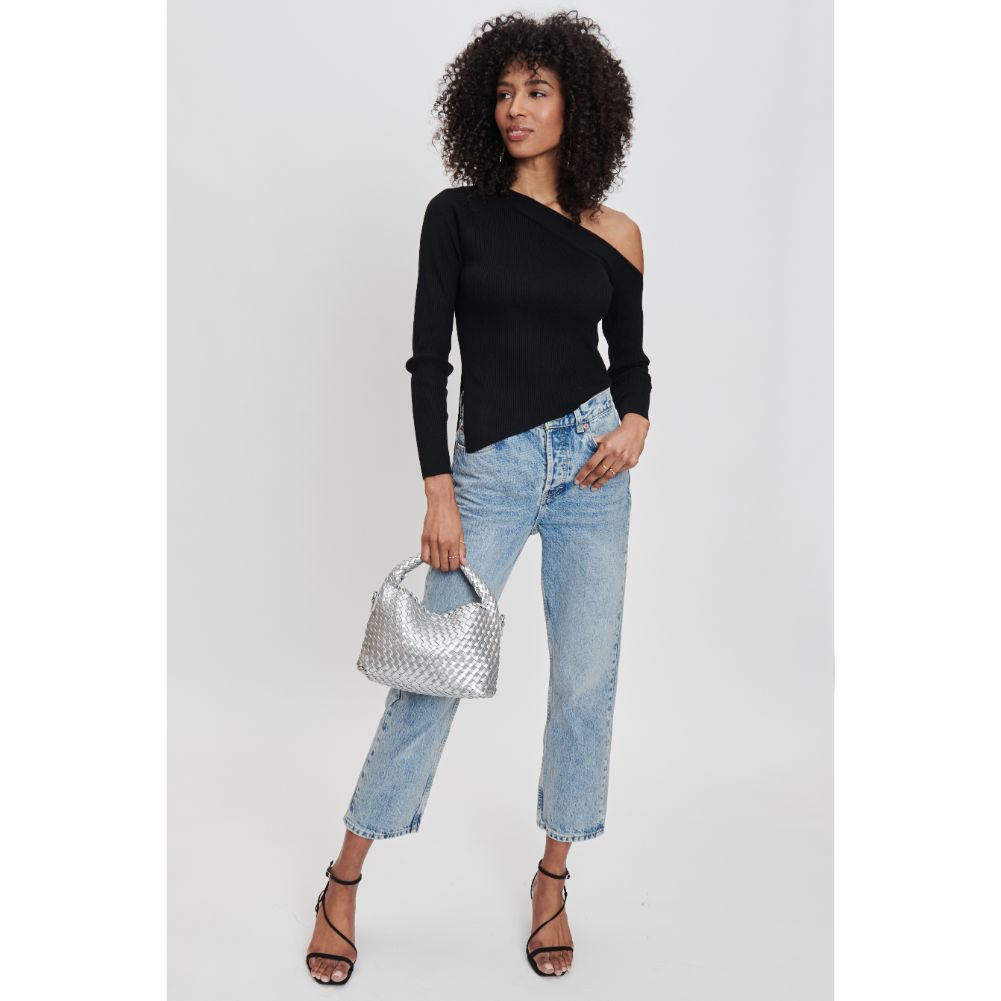 Woman wearing Silver Moda Luxe Jessamine Crossbody 842017132233 View 2 | Silver