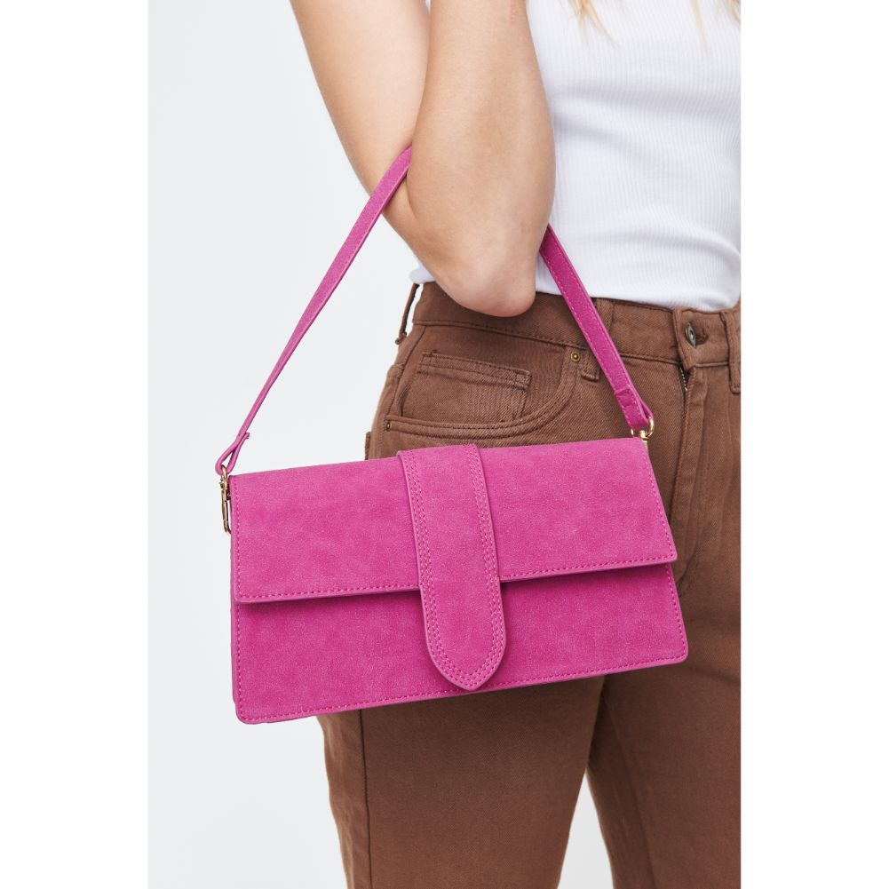 Woman wearing Magenta Moda Luxe Violet - Suede Crossbody 842017130741 View 4 | Magenta