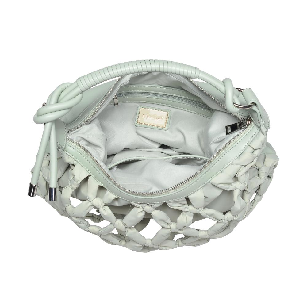 Woman wearing Sage Moda Luxe Leslie Hobo 842017135647 View 9 | Sage