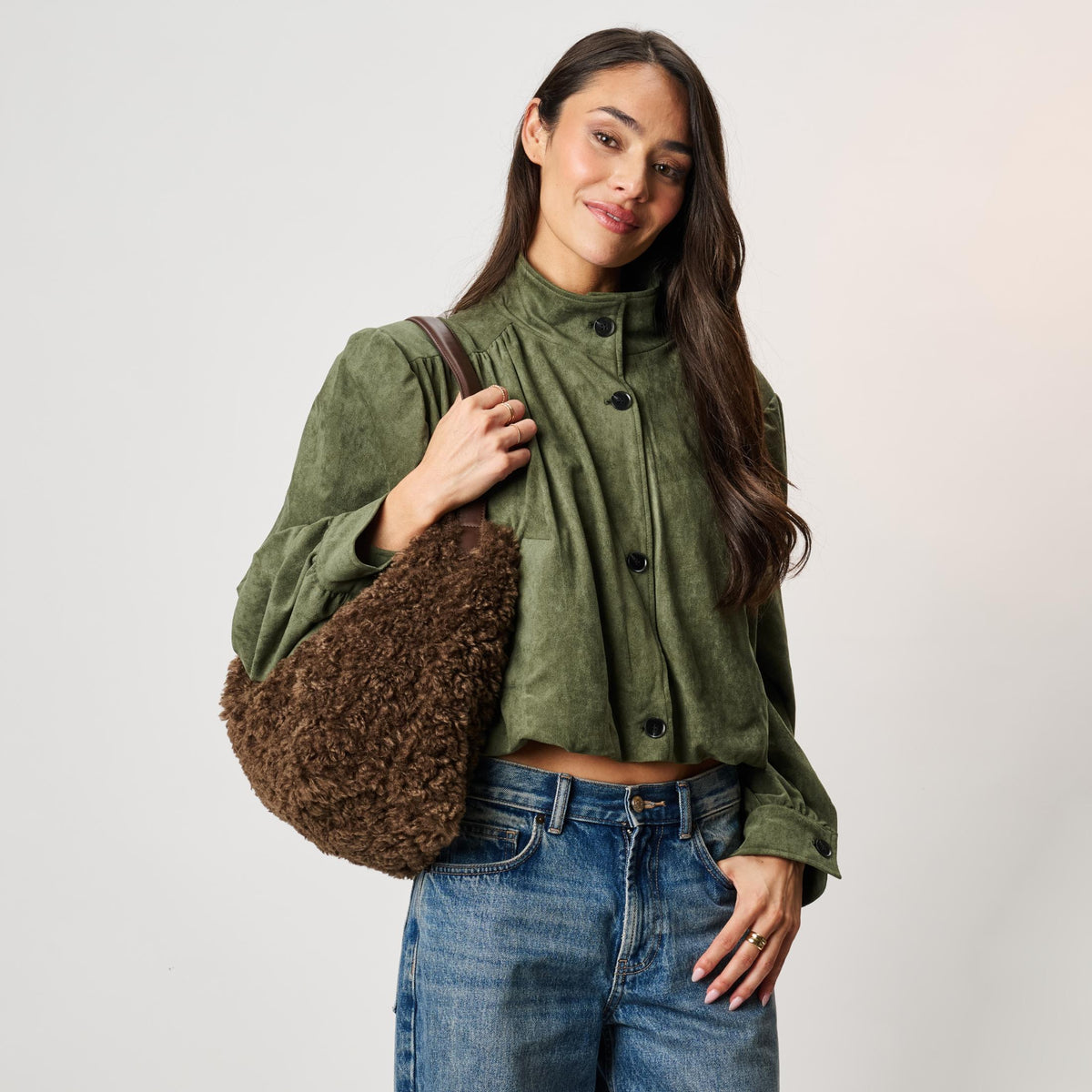 Woman wearing Brown Moda Luxe Lumi Hobo 842017142980 View 2 | Brown