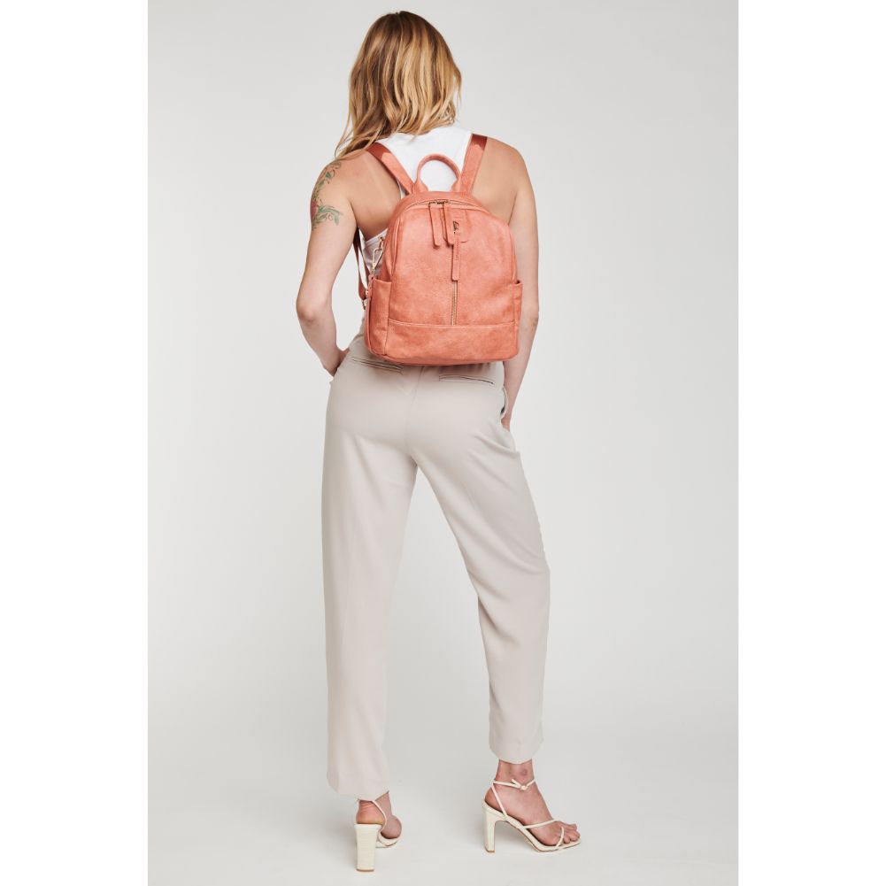 Woman wearing Cinnamon Moda Luxe Bowie Backpack 842017127543 View 4 | Cinnamon