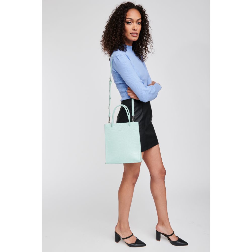 Woman wearing Mint Moda Luxe Piper Tote 842017125129 View 4 | Mint