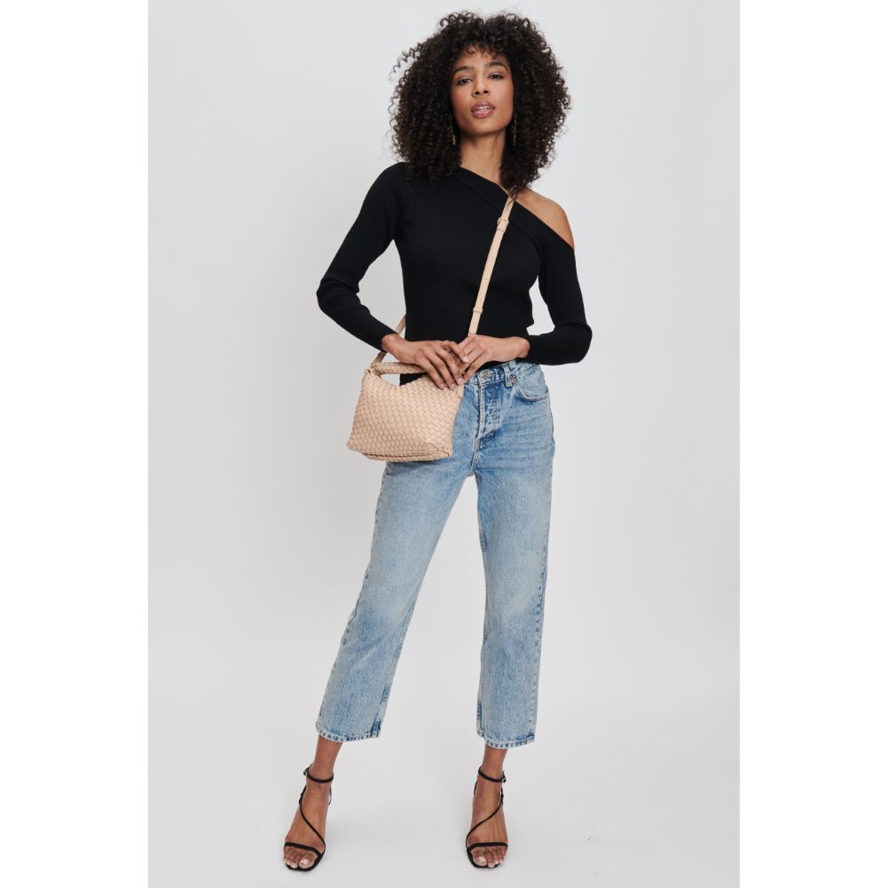 Woman wearing Natural Moda Luxe Jessamine Crossbody 842017132226 View 3 | Natural