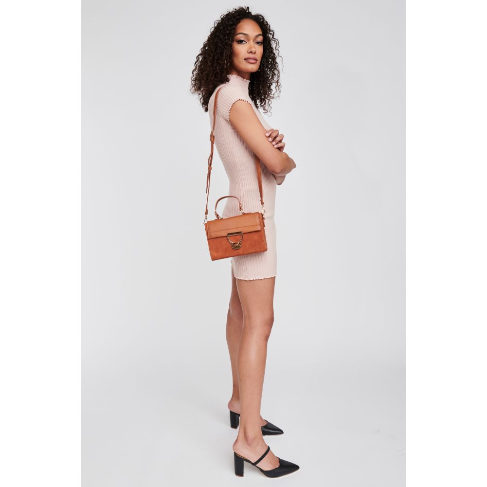 Woman wearing Tan Moda Luxe Brynn Satchel 842017120797 View 4 | Tan