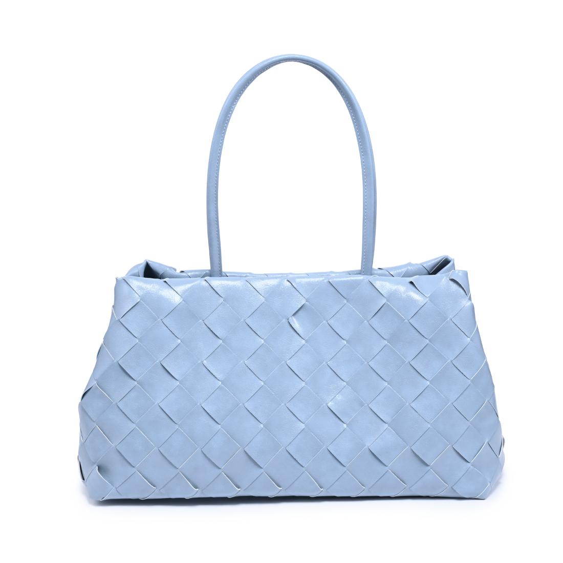 Woman wearing Blue Moda Luxe Elsy Satchel 842017140962 View 7 | Blue