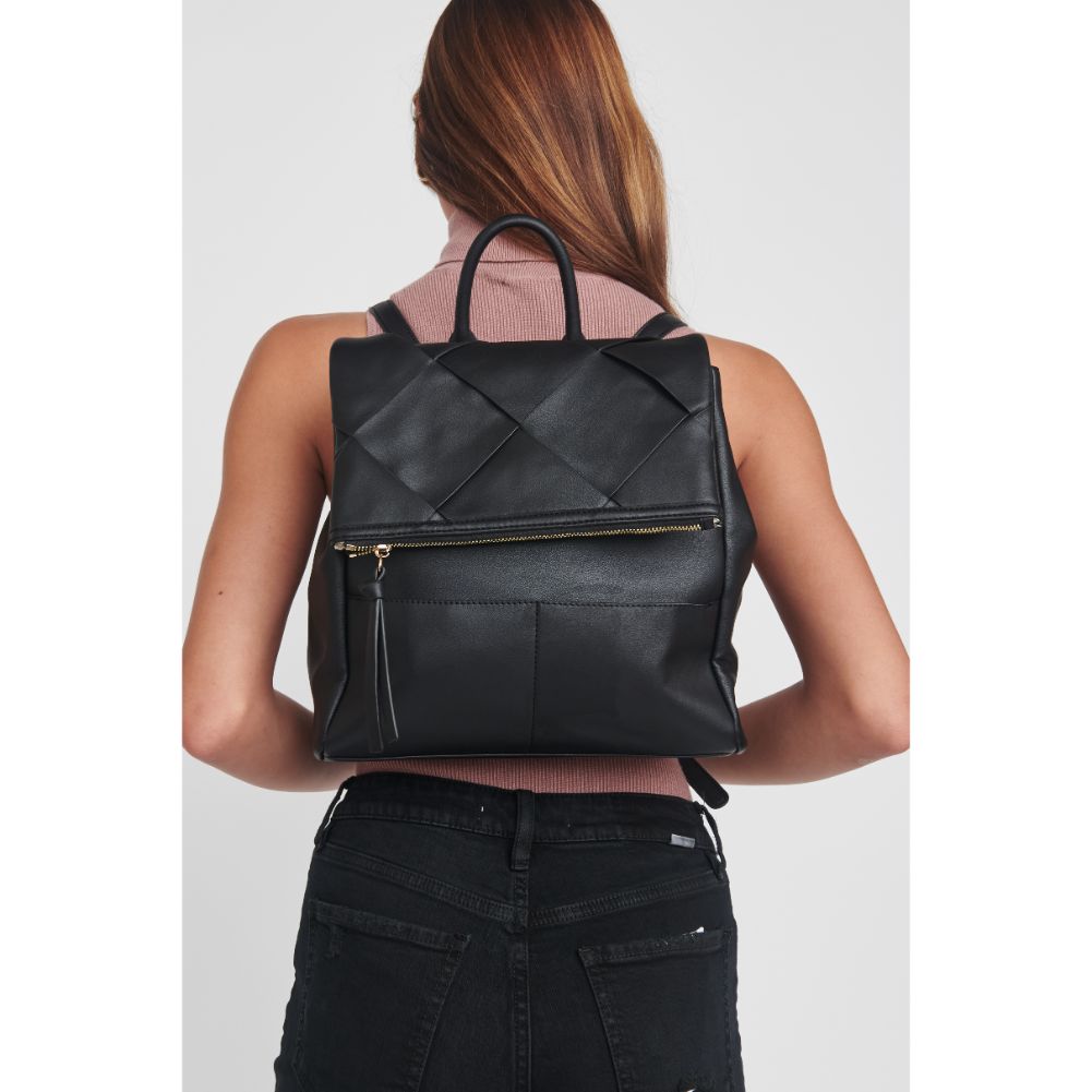 Woman wearing Black Moda Luxe Ryan Backpack 842017128786 View 1 | Black
