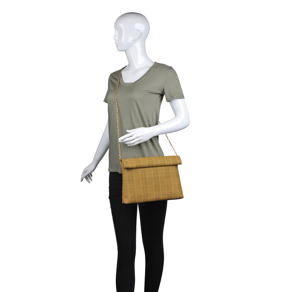 Woman wearing Mustard Moda Luxe Heather Clutch 842017116677 View 1 | Mustard