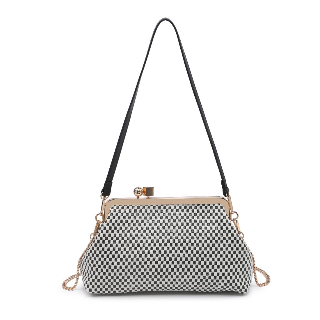 Woman wearing Black White Moda Luxe Bianca Clutch 842017141433 View 5 | Black White