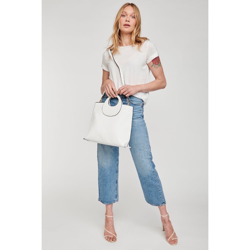 Woman wearing White Moda Luxe Sienna Tote 842017124696 View 4 | White
