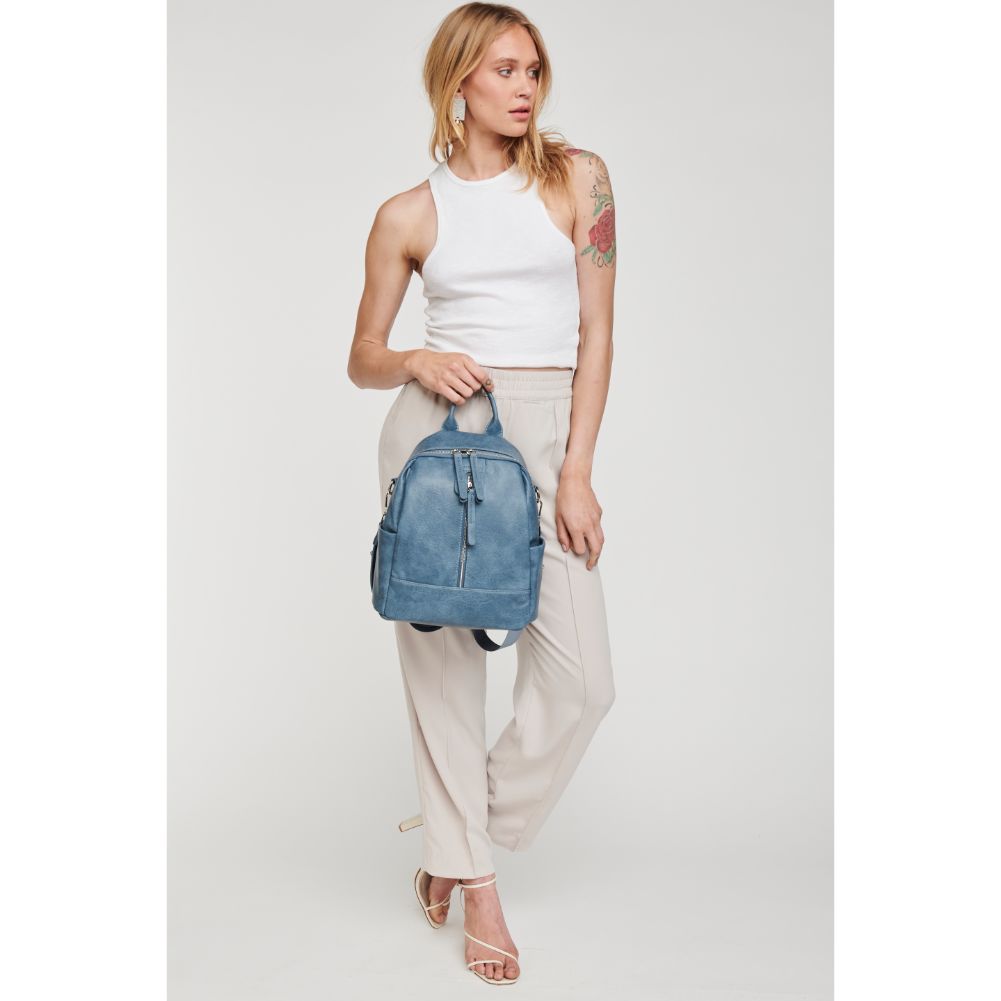 Woman wearing Denim Moda Luxe Bowie Backpack 842017120506 View 3 | Denim