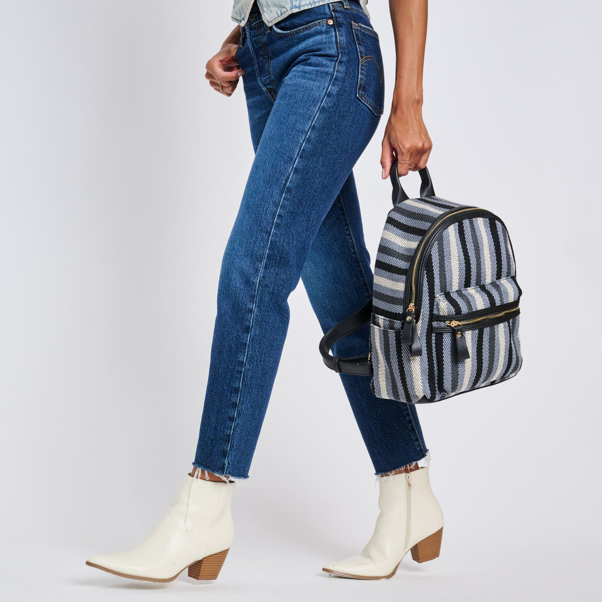 Woman wearing Black Moda Luxe Trent Backpack 842017124436 View 4 | Black