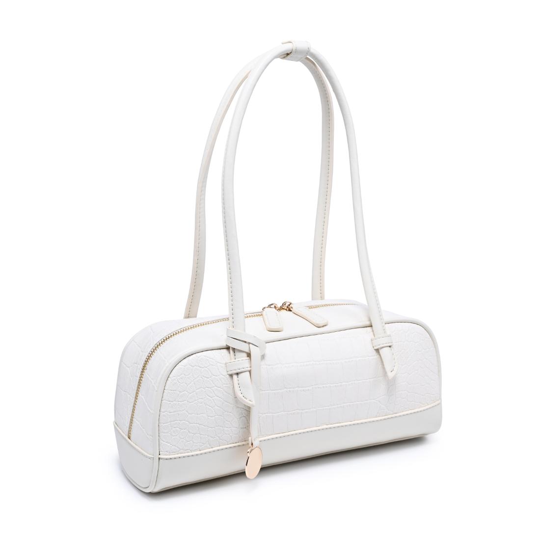 Woman wearing Ivory Moda Luxe Paloma - Croco Shoulder Bag 842017140436 View 6 | Ivory