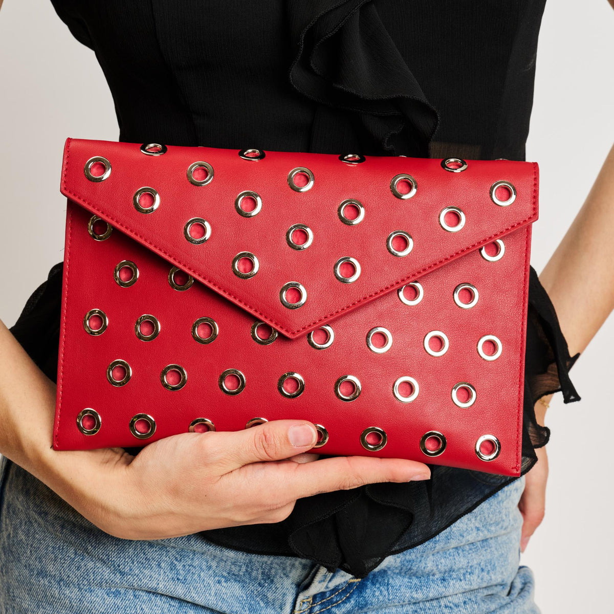 Woman wearing Red Moda Luxe Ramona Crossbody 842017138808 View 4 | Red