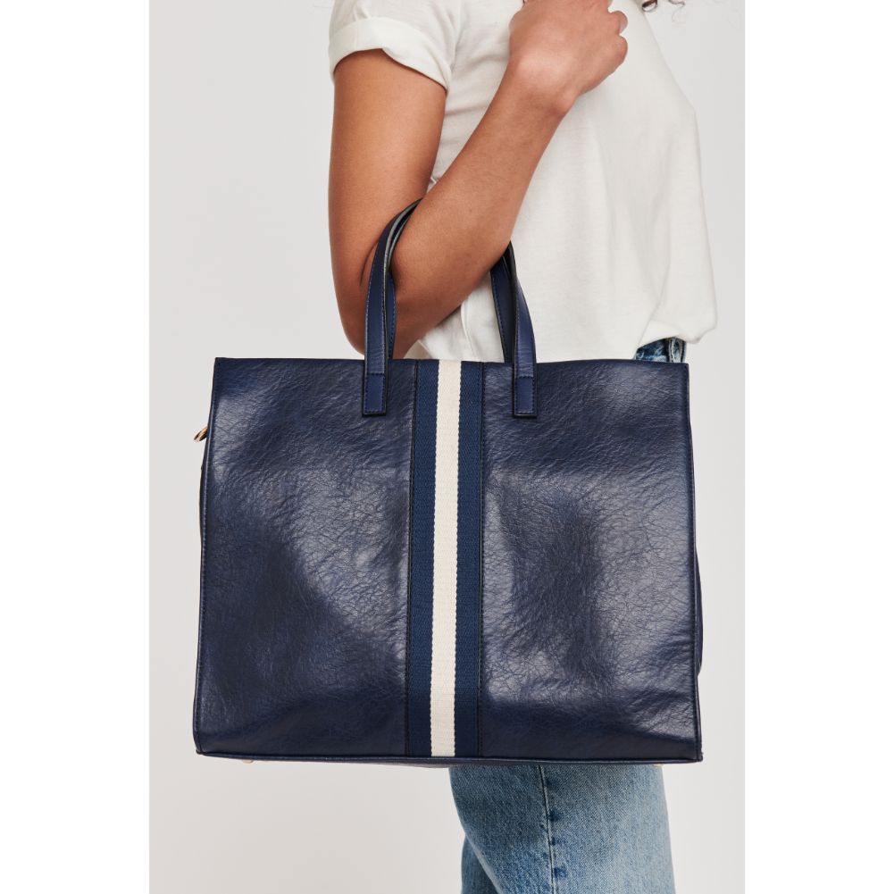Woman wearing Navy Moda Luxe Julian Tote 842017117032 View 2 | Navy