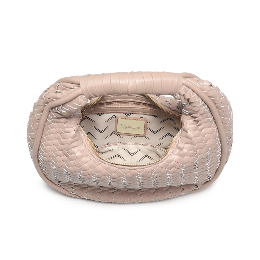 Woman wearing Natural Moda Luxe Cassidy Clutch 842017136316 View 9 | Natural