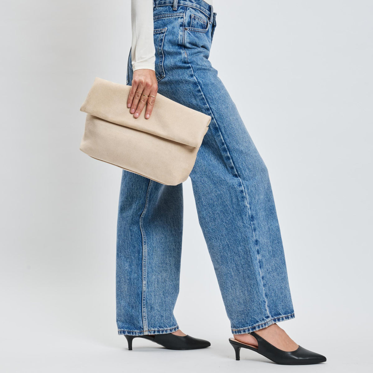 Woman wearing Natural Moda Luxe Zarae Crossbody 842017139980 View 3 | Natural