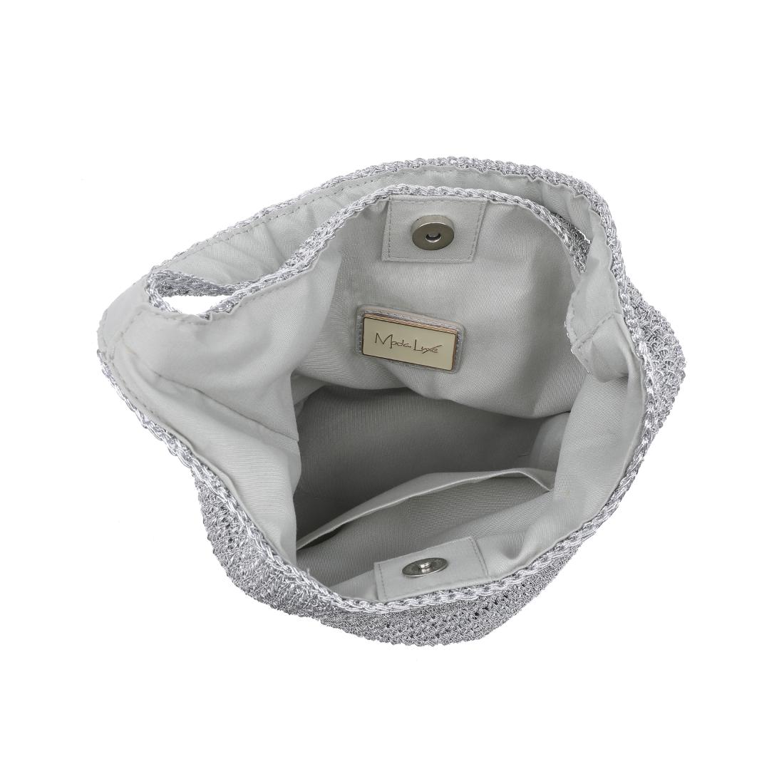 Woman wearing Silver Moda Luxe Starla Tote 842017141150 View 9 | Silver