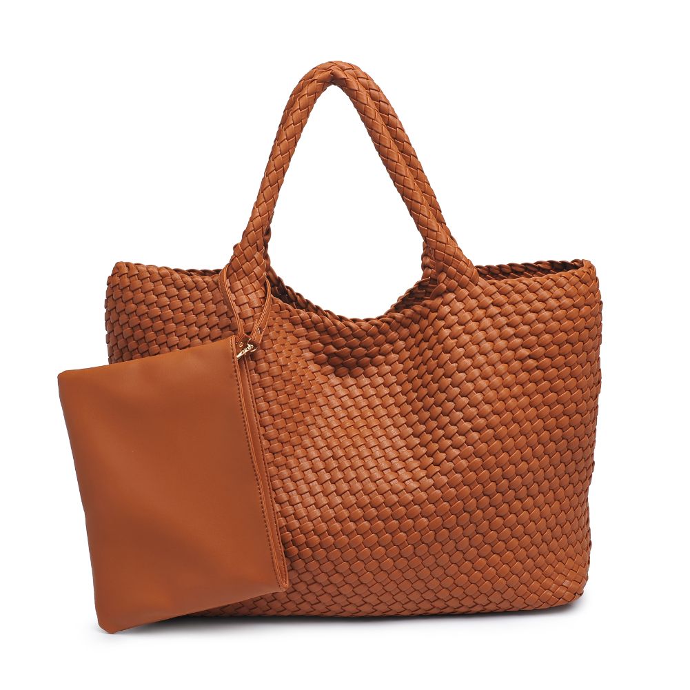 Woman wearing Tan Moda Luxe Solana Tote 842017132172 View 5 | Tan