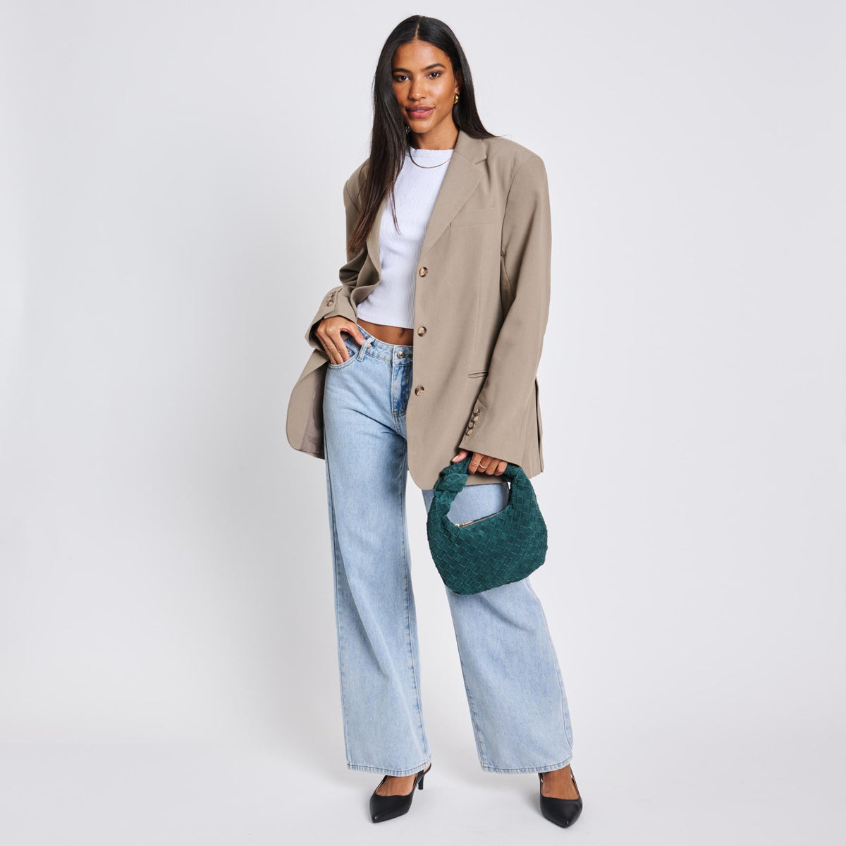 Woman wearing Forest Moda Luxe Autumn Clutch 842017136934 View 4 | Forest