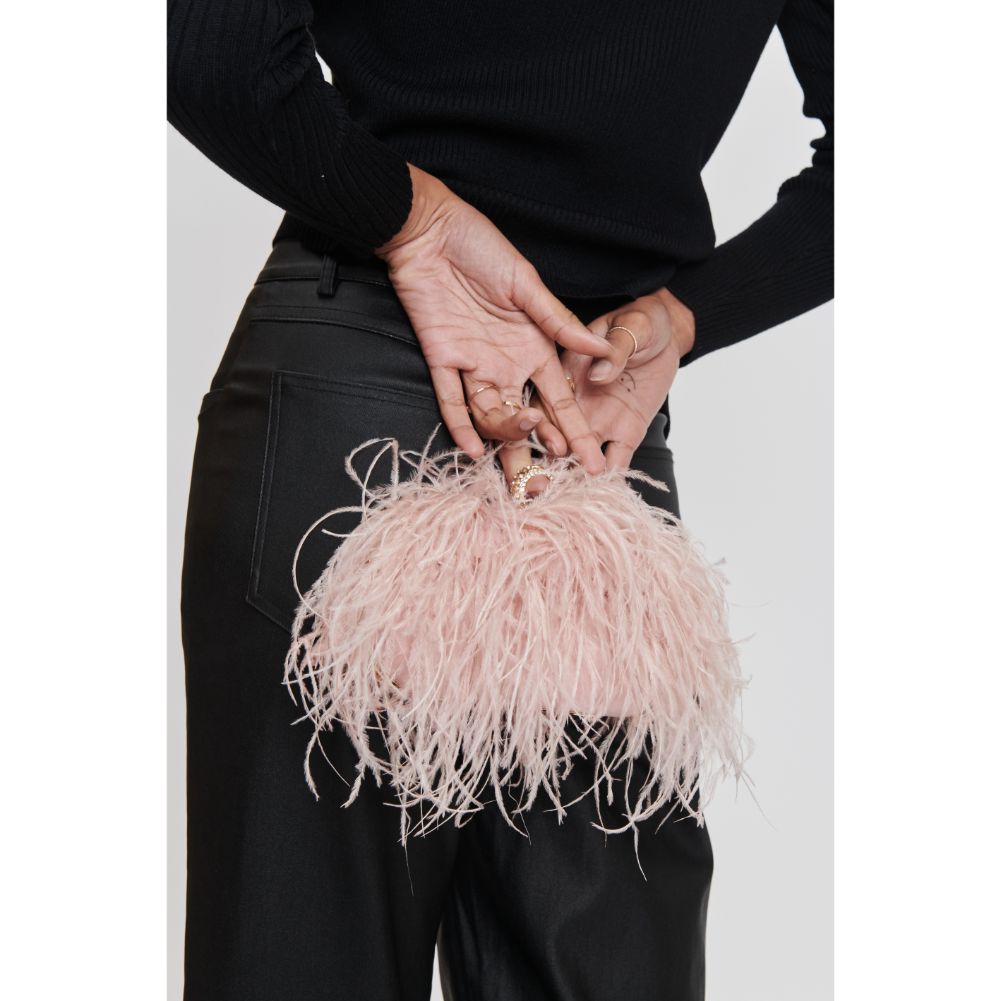 Woman wearing Soft Pink Sol and Selene Harlow Evening Bag 842017131533 View 4 | Soft Pink