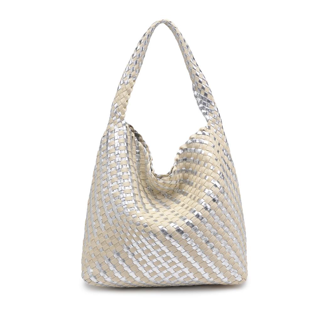 Woman wearing Silver Ivory Moda Luxe Ellery Hobo 842017136880 View 7 | Silver Ivory