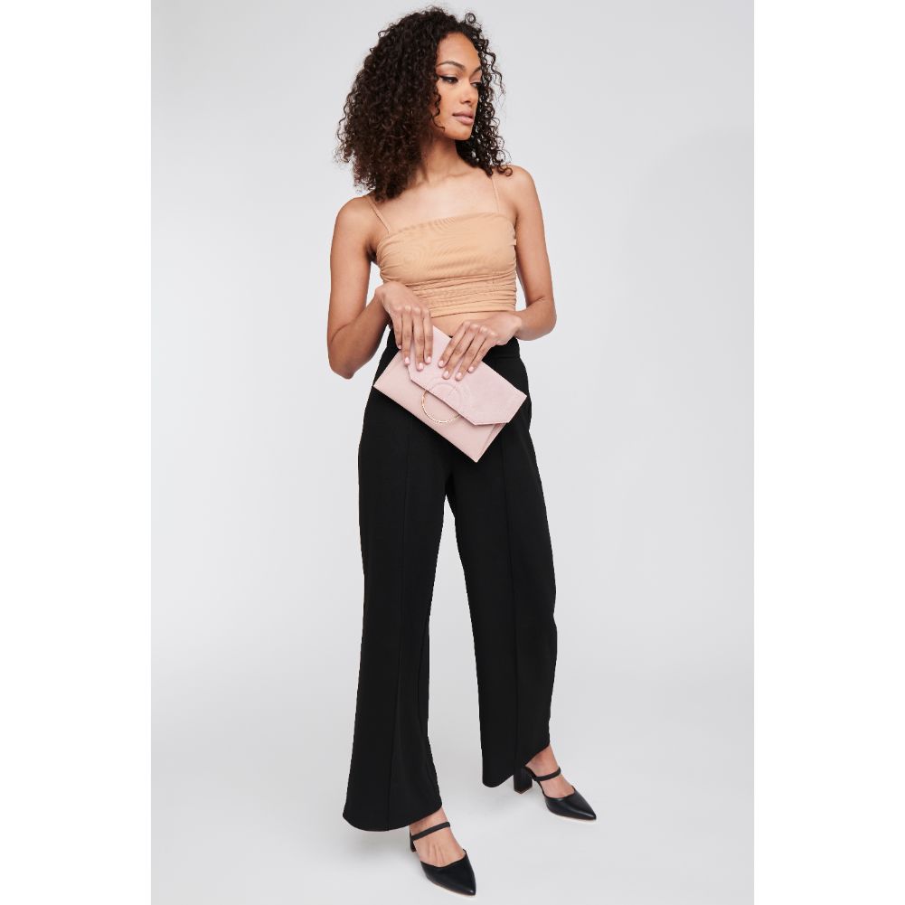 Woman wearing Blush Moda Luxe Gwen Clutch 842017122807 View 3 | Blush