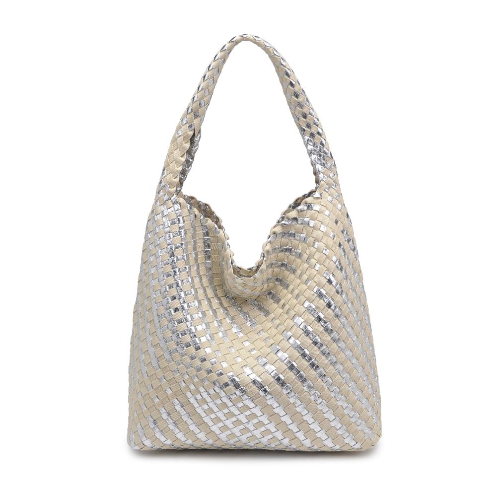 Woman wearing Silver Ivory Moda Luxe Ellery Hobo 842017136880 View 5 | Silver Ivory