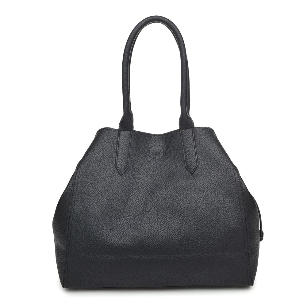 Woman wearing Black Moda Luxe Camden Tote 842017116721 View 7 | Black