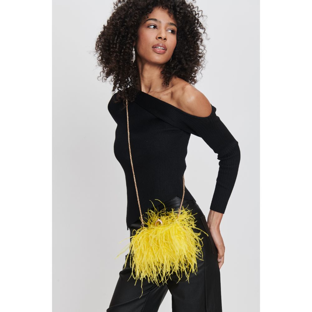 Woman wearing Canary Sol and Selene Harlow Evening Bag 842017131540 View 1 | Canary
