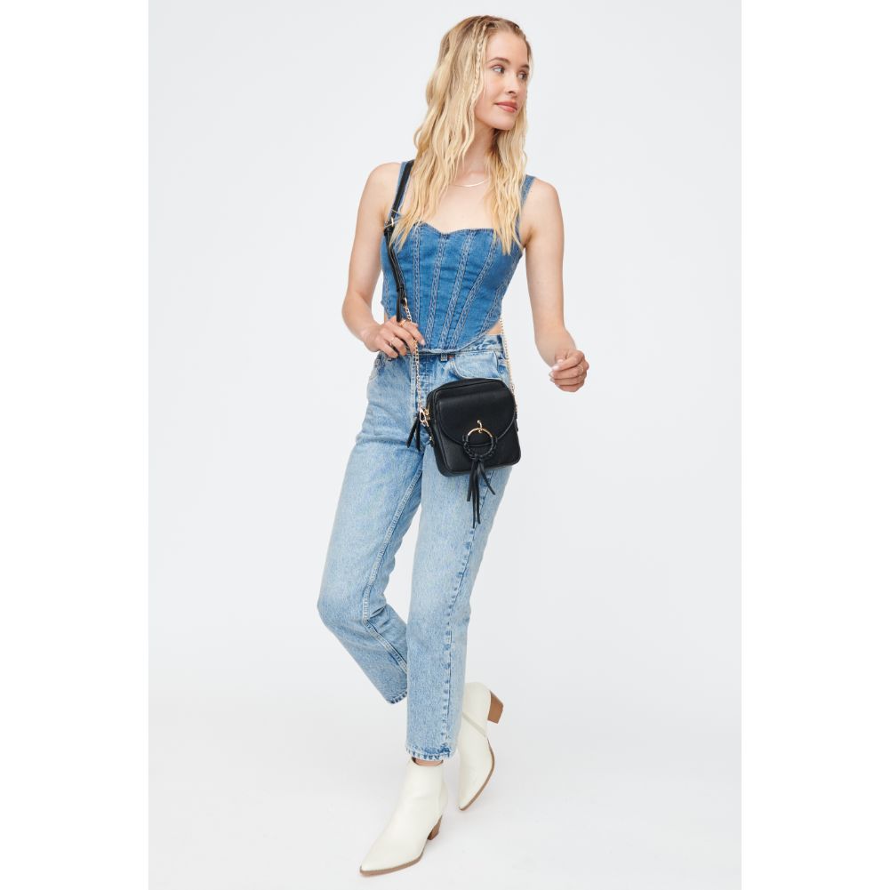 Woman wearing Black Moda Luxe Addison Crossbody 842017130833 View 2 | Black