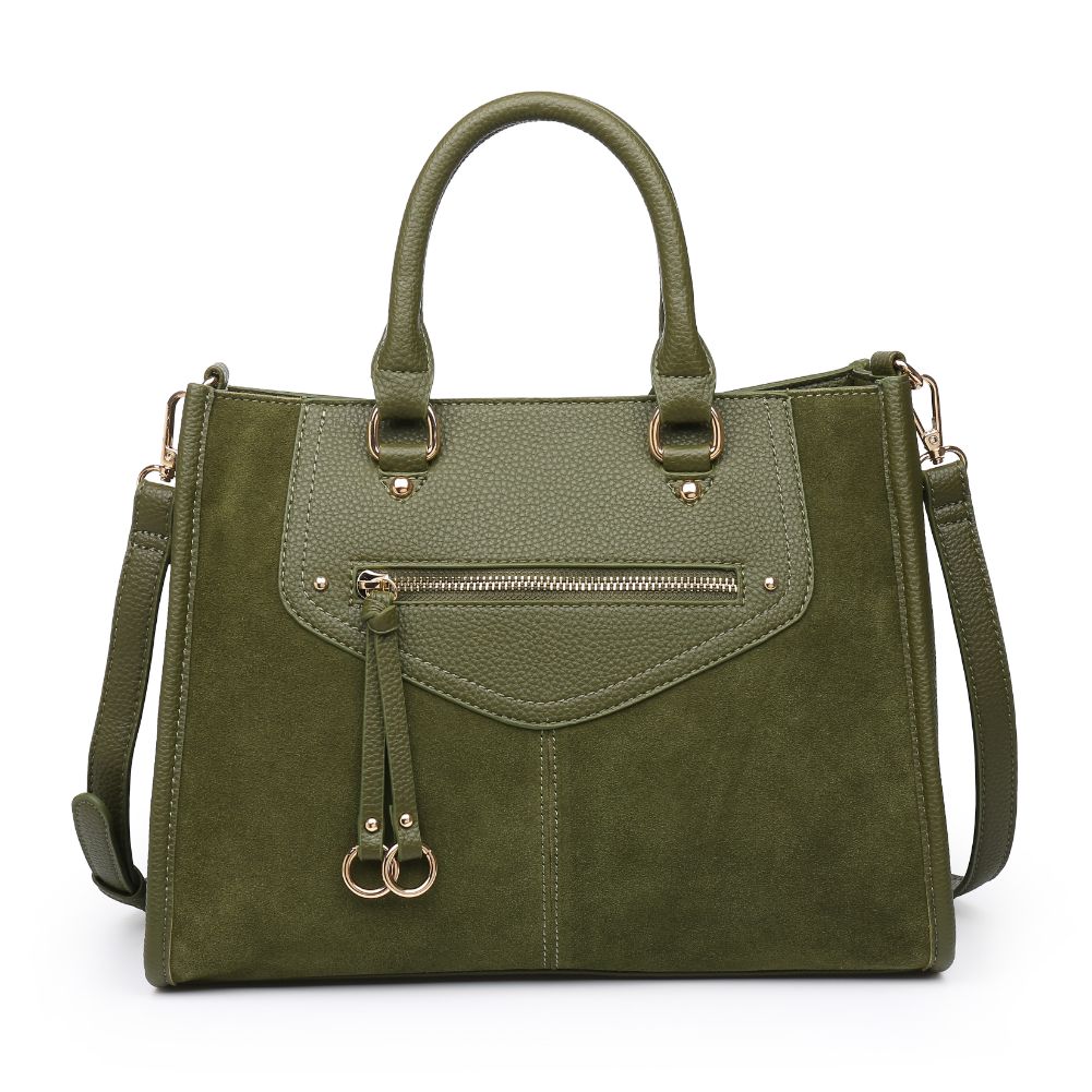 Woman wearing Olive Moda Luxe Bridgette Satchel 842017122296 View 5 | Olive