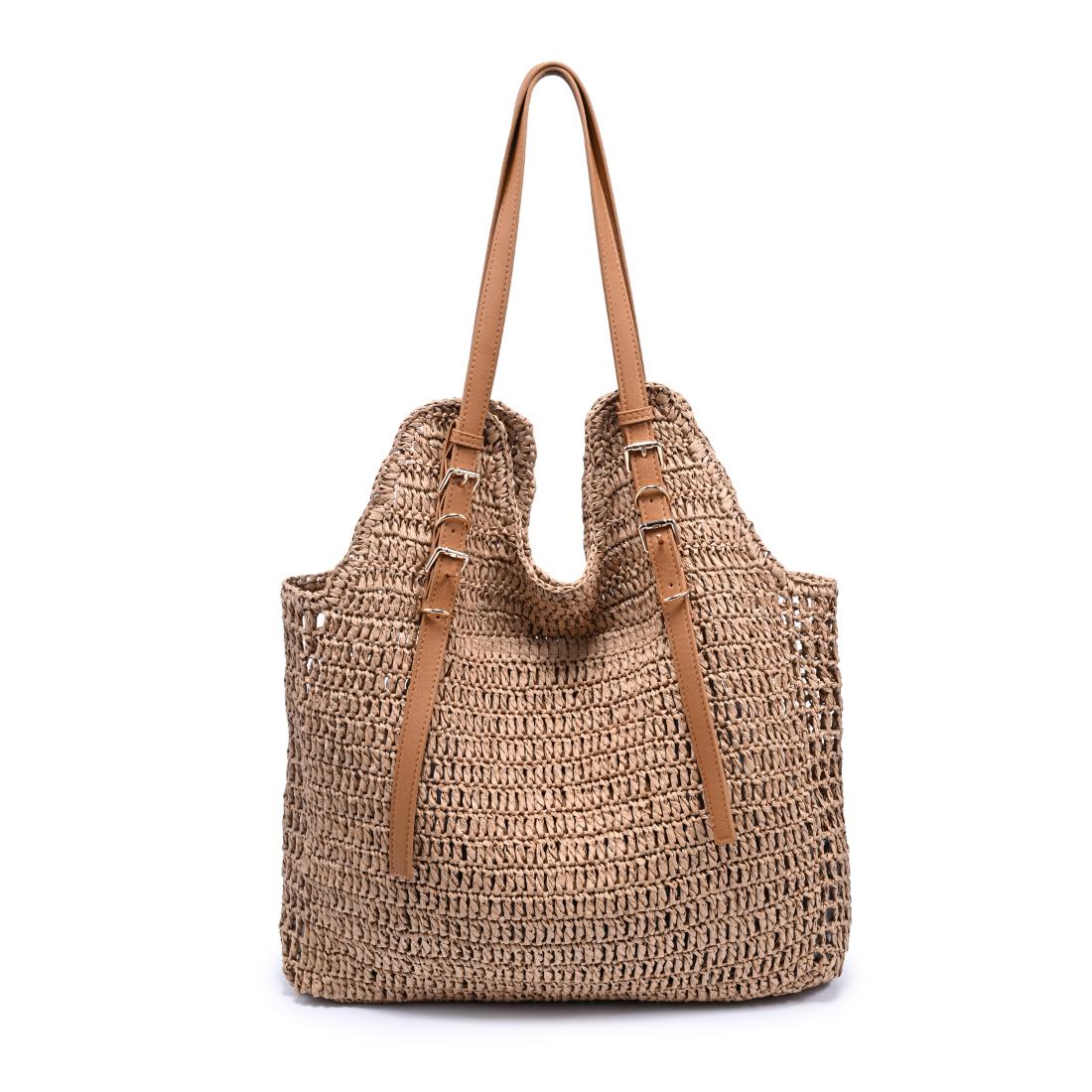 Woman wearing Natural Moda Luxe Reina Tote 842017140733 View 7 | Natural