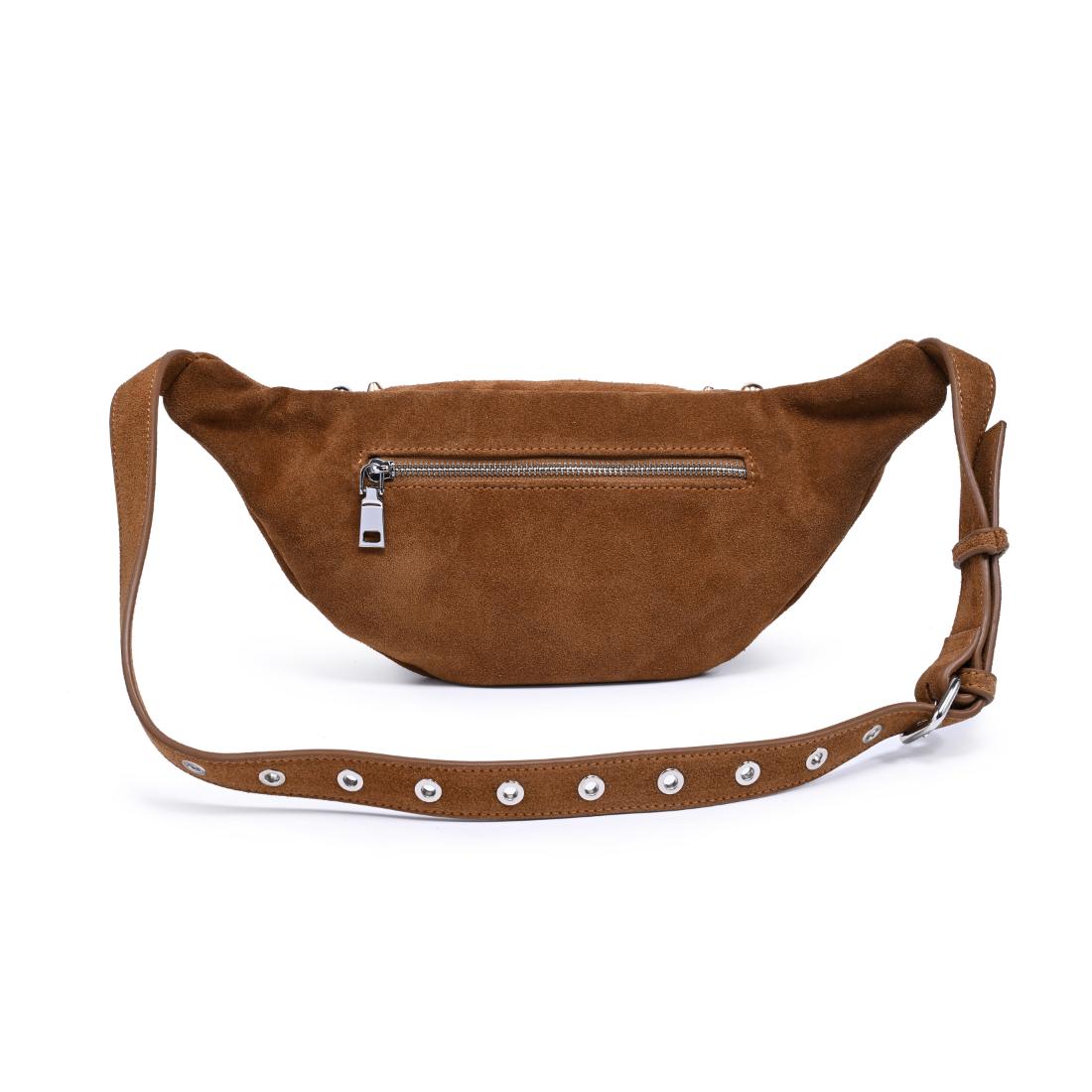 Woman wearing Cognac Moda Luxe Star Belt Bag 842017140597 View 7 | Cognac