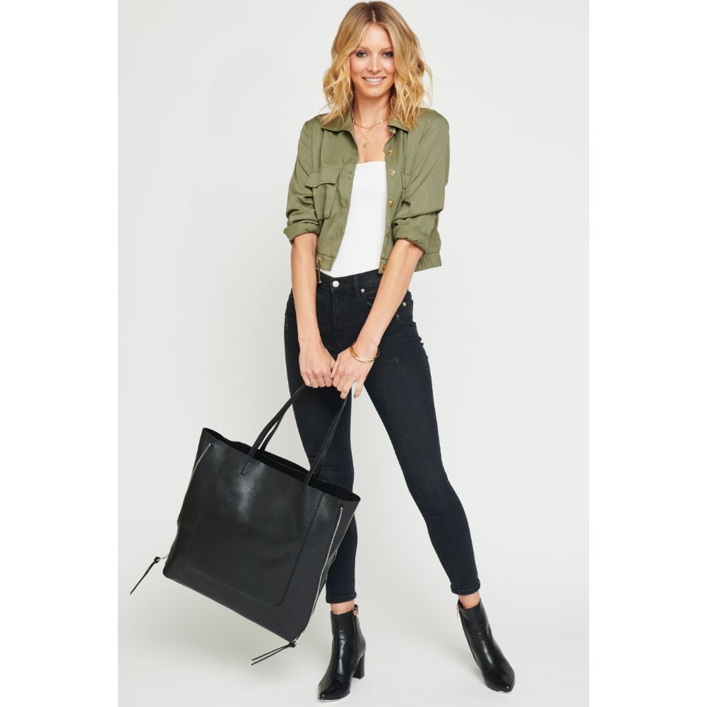 Woman wearing Black Moda Luxe Beck Tote 842017116103 View 4 | Black