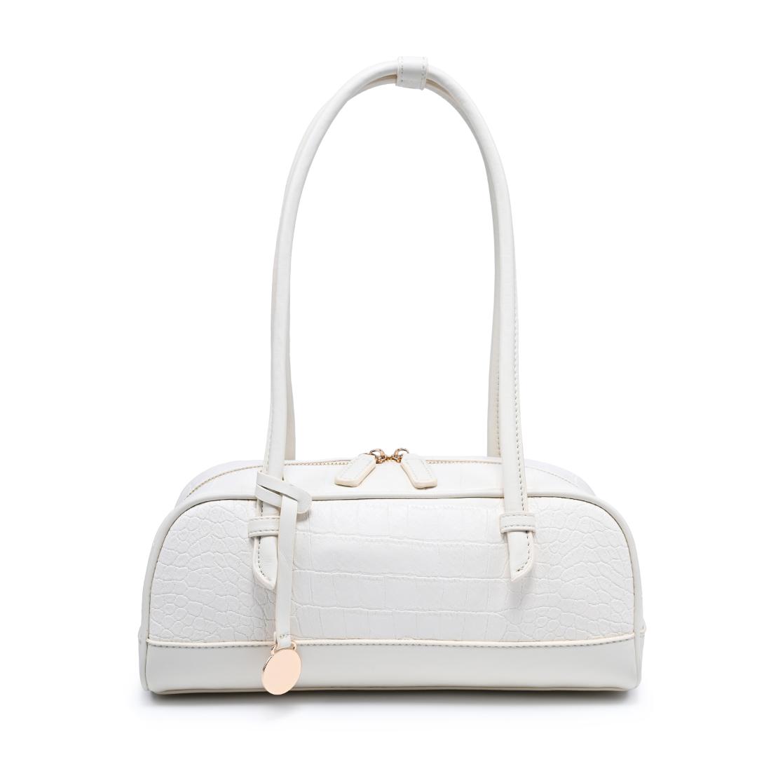 Woman wearing Ivory Moda Luxe Paloma - Croco Shoulder Bag 842017140436 View 5 | Ivory