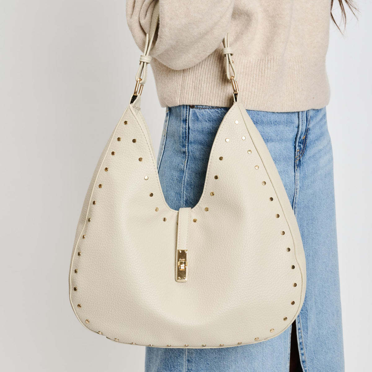 Woman wearing Cream Moda Luxe Olivia Hobo 842017136149 View 4 | Cream