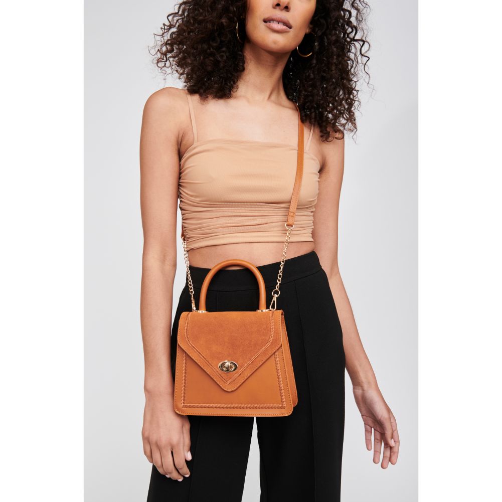 Woman wearing Tan Moda Luxe Marie Crossbody 842017121213 View 1 | Tan