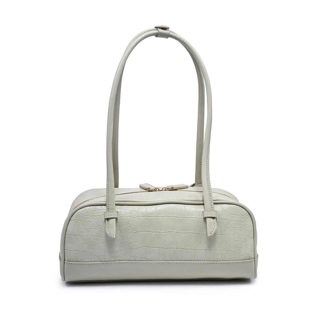 Woman wearing Sage Moda Luxe Paloma - Croco Shoulder Bag 842017140412 View 7 | Sage