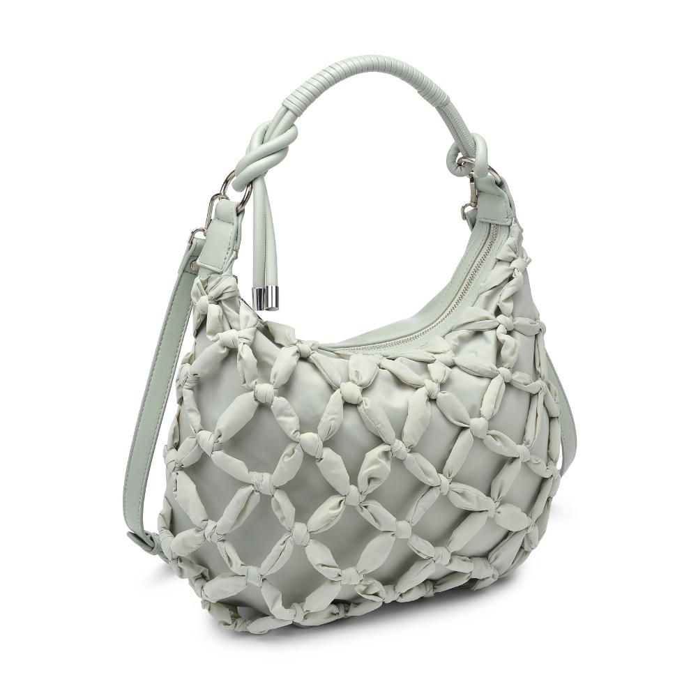 Woman wearing Sage Moda Luxe Leslie Hobo 842017135647 View 6 | Sage