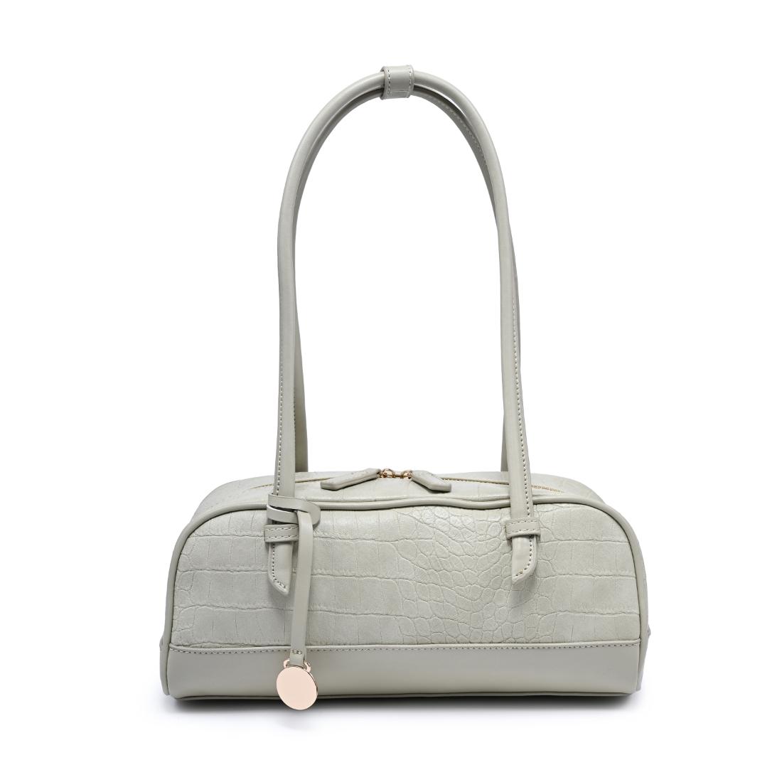 Woman wearing Sage Moda Luxe Paloma - Croco Shoulder Bag 842017140412 View 5 | Sage