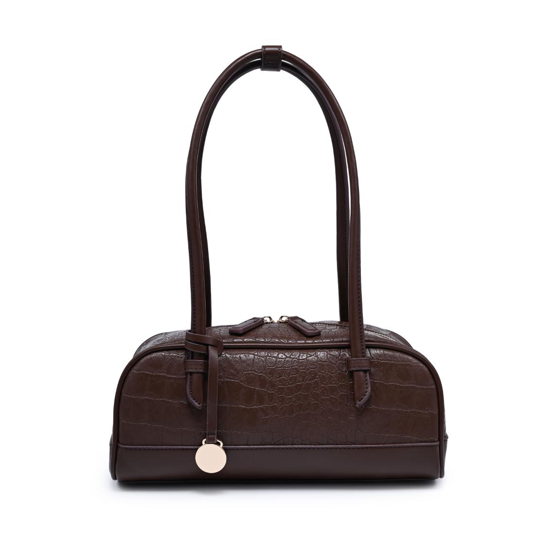 Woman wearing Chocolate Moda Luxe Paloma - Croco Shoulder Bag 842017140405 View 5 | Chocolate