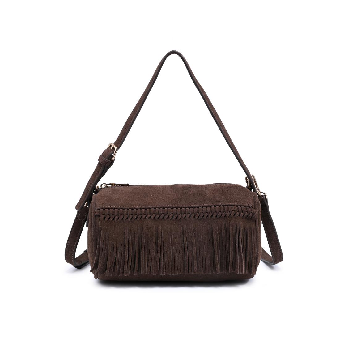 Woman wearing Chocolate Moda Luxe Emmi Shoulder Bag 842017140450 View 5 | Chocolate