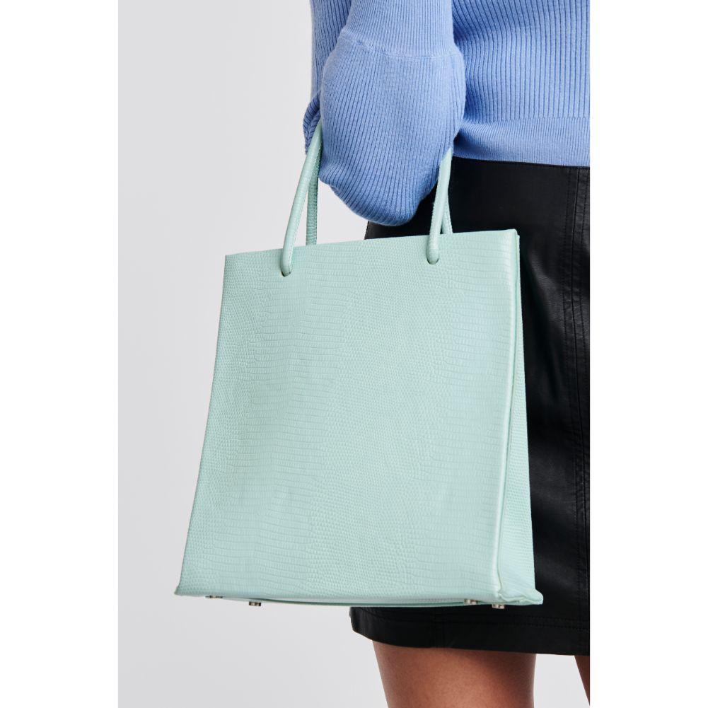 Woman wearing Mint Moda Luxe Piper Tote 842017125129 View 2 | Mint