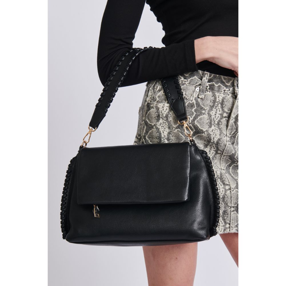 Woman wearing Black Moda Luxe Gracie Messenger 842017129769 View 4 | Black