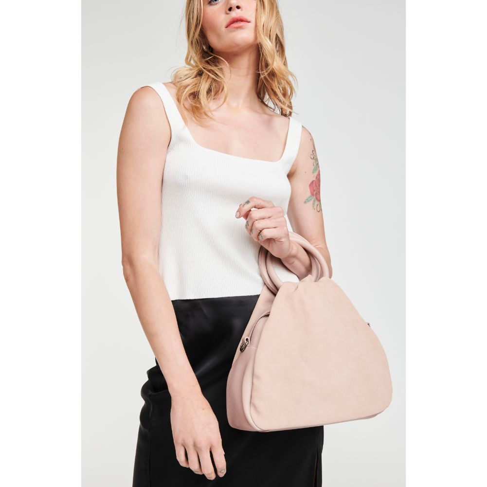 Woman wearing Blush Moda Luxe Addy Satchel 842017126355 View 1 | Blush