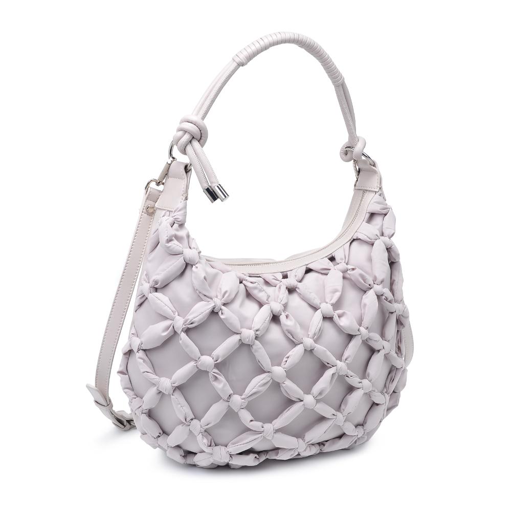Woman wearing Dove Grey Moda Luxe Leslie Hobo 842017135678 View 6 | Dove Grey